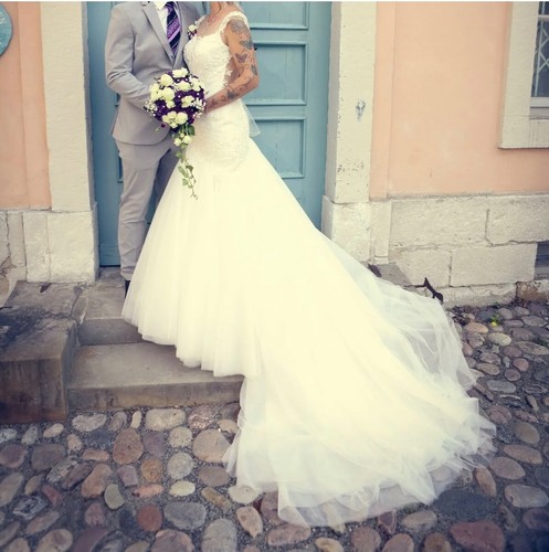 Brautkleid rückenfrei mit - brautkleid, 38